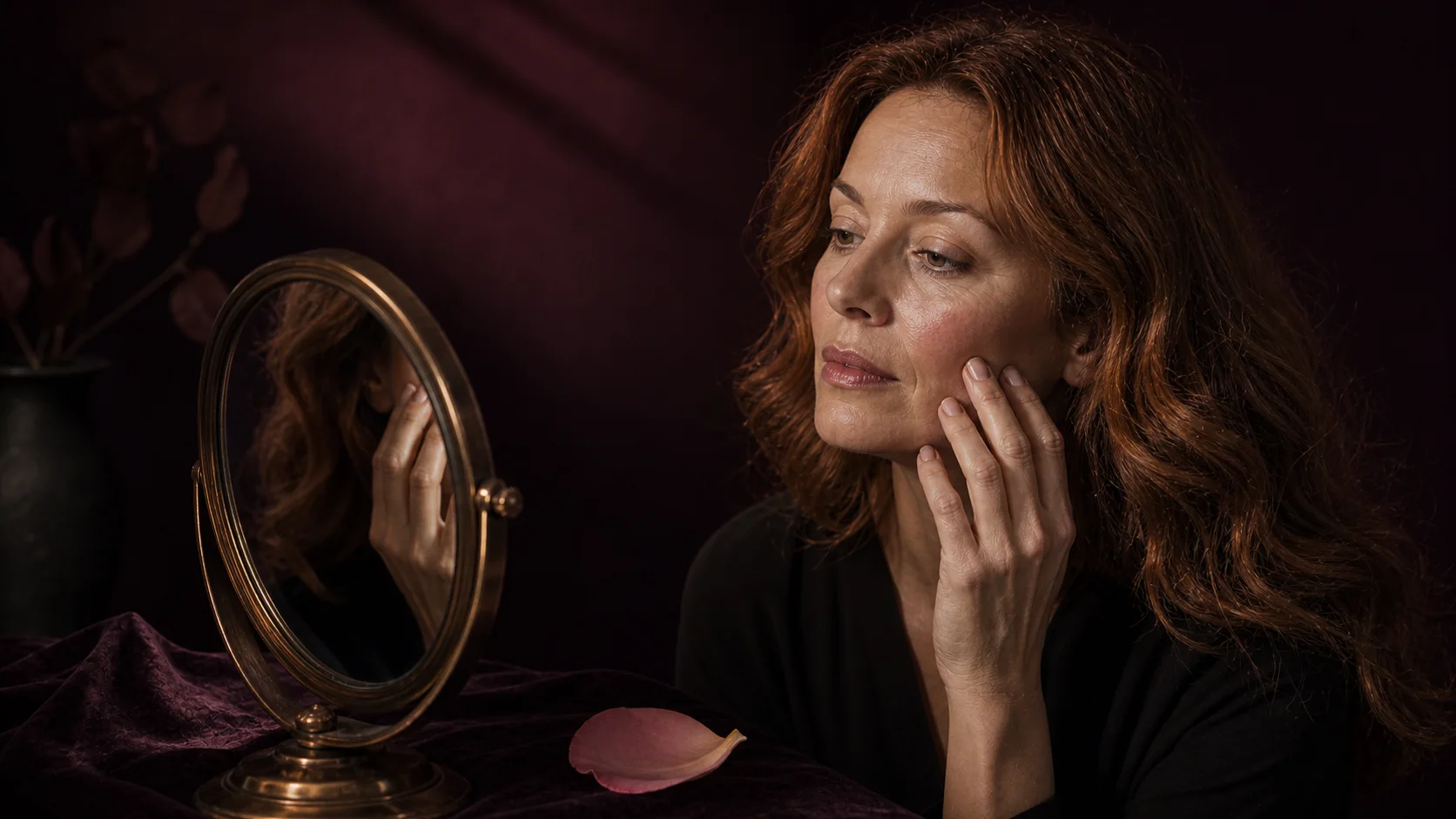 Konstnärlig bild om risknivå och säkerhet vid botox samt tydlig eftervårdsinformation.